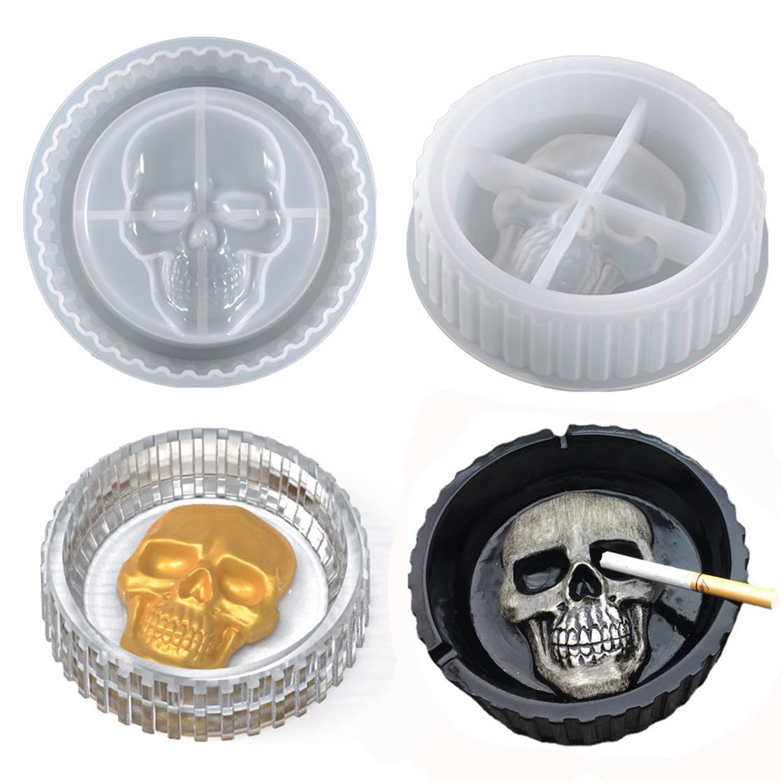 Amazon.com: HyzaPhix Skull Ashtray Resin Molds Halloween Silicone